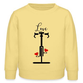 Love Cycling Heart - Kids Organic Sweatshirt by Stanley/Stella - viva yellow  - Front - AI Model Kid Male (0cm)