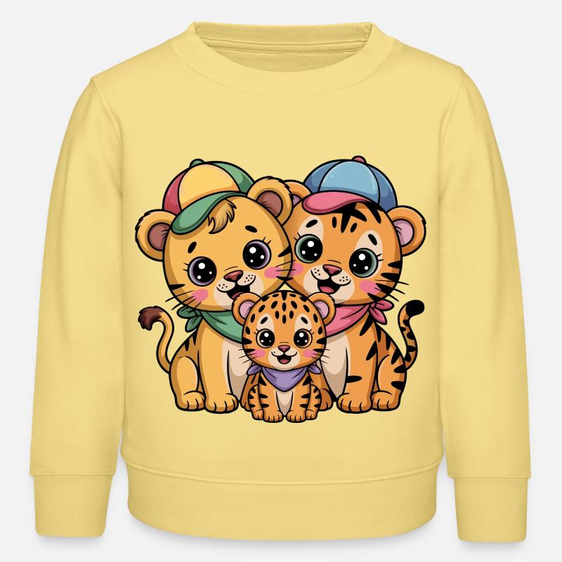 Amis Lion Tigre Léopard mignons - Sweat enfant bio Stanley/Stella - jaune viva 
