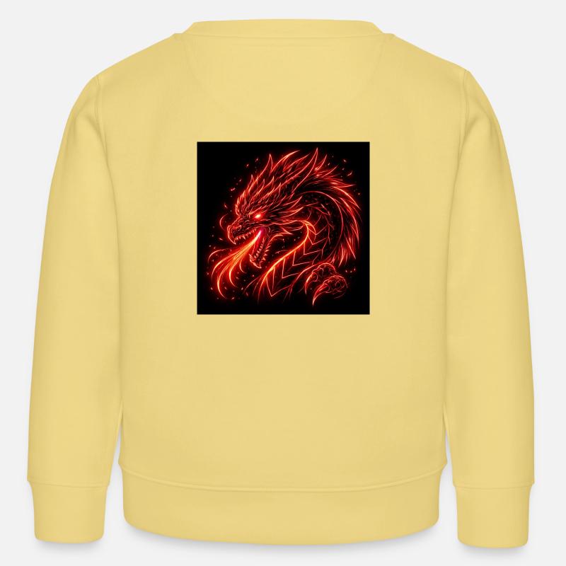 Dragon néon en feu rouge - Sweat enfant bio Stanley/Stella - jaune viva 