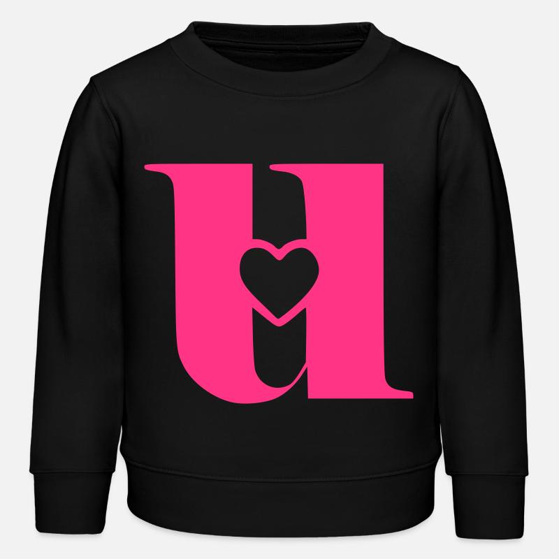 Letter u initial letter with heart - Kids Organic Sweatshirt by Stanley/Stella - black