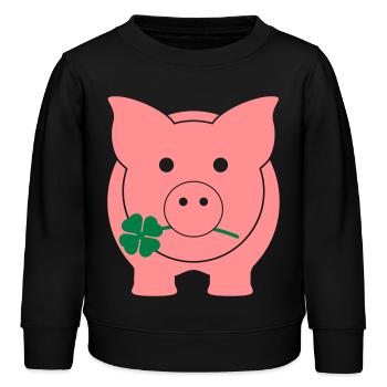 Schweinchen, Glücksschweinchen - Kinder Organic Sweatshirt Mini Changer von Stanley/Stella - Schwarz - Vorne - AI Model Kid Male (0cm)