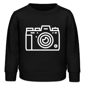 Camera Photo Picture Digital Camera Gift white - Kids Organic Sweatshirt by Stanley/Stella - black - Front - AI Model Kid Male (0cm)