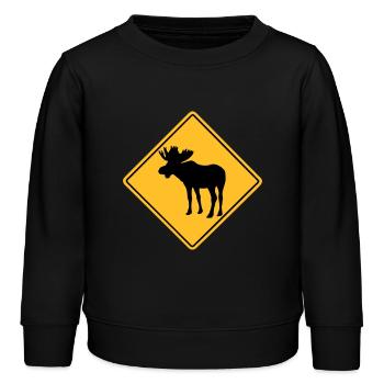 Moose Road Sign - Kinder Organic Sweatshirt Mini Changer von Stanley/Stella - Schwarz - Vorne - AI Model Kid Male (0cm)
