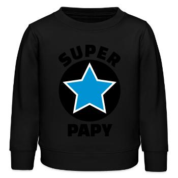 super papy (v.5) - Sweat enfant bio Stanley/Stella - noir - Devant - AI Model Kid Male (0cm)