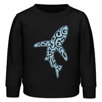 Tiere: Tribal-Hai - Kinder Organic Sweatshirt Mini Changer von Stanley/Stella - Schwarz - Vorne - AI Model Kid Male (0cm)