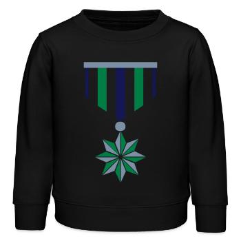 médaille / medal (3c) - Sweat enfant bio Stanley/Stella - noir - Devant - AI Model Kid Male (0cm)