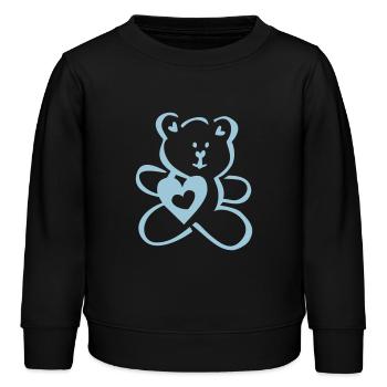 TEDDY avec le coeur - Sweat enfant bio Stanley/Stella - noir - Devant - AI Model Kid Male (0cm)