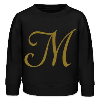 M - Lettre - Sweat enfant bio Stanley/Stella - noir - Devant - AI Model Kid Male (0cm)