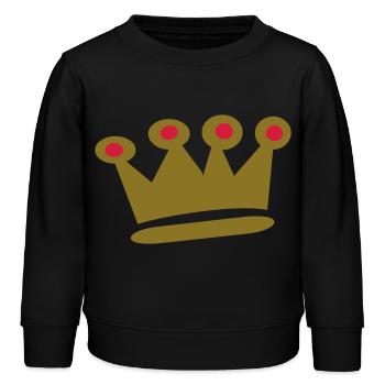 Couronne avec Bijou - Sweat enfant bio Stanley/Stella - noir - Devant - AI Model Kid Male (0cm)