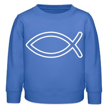 Jesus Fisch Symbol - Kinder Organic Sweatshirt Mini Changer von Stanley/Stella - carolina Blue - Vorne - AI Model Kid Female (0cm)