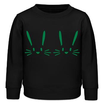 2 lapins équipe deux amis verts équipe de fête cool - Sweat enfant bio Stanley/Stella - noir - Devant - AI Model Kid Male (0cm)
