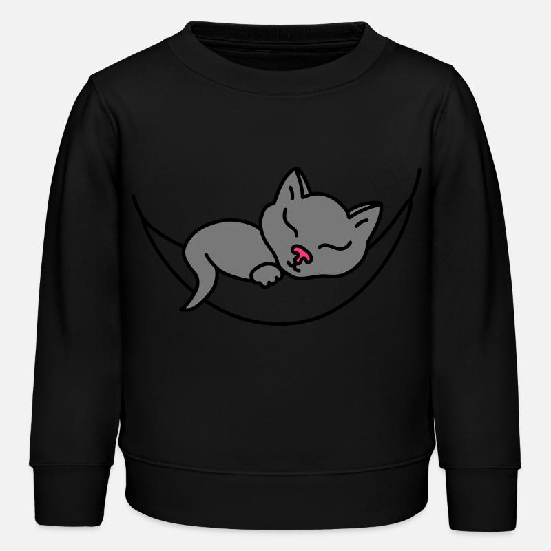 Sleeping Cat - Kids Organic Sweatshirt by Stanley/Stella - black