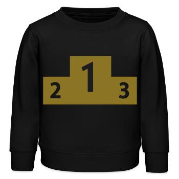 Sieger Podest - Kinder Organic Sweatshirt Mini Changer von Stanley/Stella - Schwarz - Vorne - AI Model Kid Male (0cm)