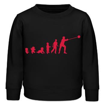 Evolution hammer throw men adult baby - Kids Organic Sweatshirt by Stanley/Stella - black - Front - AI Model Kid Male (0cm)