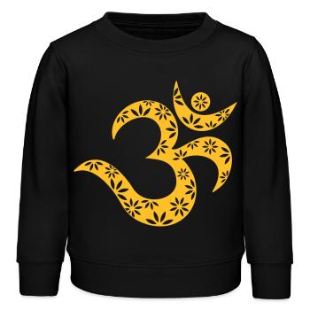 OM Mantra Symbol, Blumen, Muster, Aum, Buddhismus, - Kinder Organic Sweatshirt Mini Changer von Stanley/Stella - Schwarz - Vorne - AI Model Kid Male (0cm)