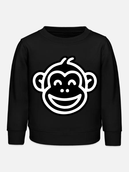 Affe Kopf Witzig - Kinder Organic Sweatshirt Mini Changer von Stanley/Stella - Schwarz