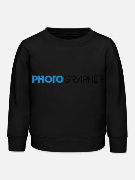 Photographe cool texte Design - Sweat enfant bio Stanley/Stella - noir