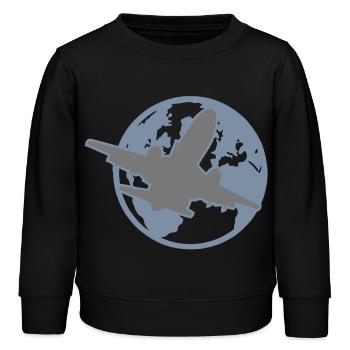 flugzeug - Kinder Organic Sweatshirt Mini Changer von Stanley/Stella - Schwarz - Vorne - AI Model Kid Male (0cm)