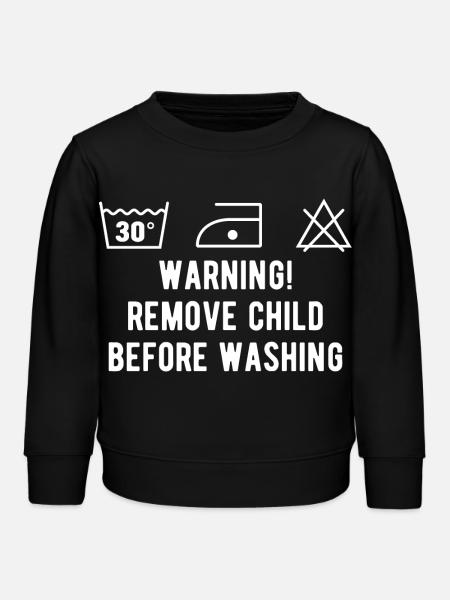 Instruction de lavage drôle - Sweat enfant bio Stanley/Stella - noir