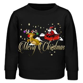 Frohe Weihnachten - Kinder Organic Sweatshirt Mini Changer von Stanley/Stella - Schwarz - Vorne - AI Model Kid Male (0cm)