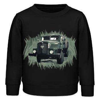 Camion à plateau IFA H6 - Sweat enfant bio Stanley/Stella - noir - Devant - AI Model Kid Male (0cm)