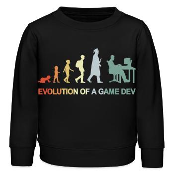 Game Dev Evolution - Kids Organic Sweatshirt by Stanley/Stella - black - Front - AI Model Kid Male (0cm)