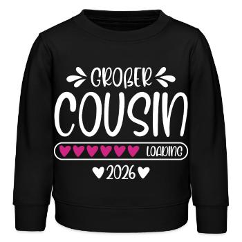 Großer Cousin 2026 - Kinder Organic Sweatshirt Mini Changer von Stanley/Stella - Schwarz - Vorne - AI Model Kid Male (0cm)