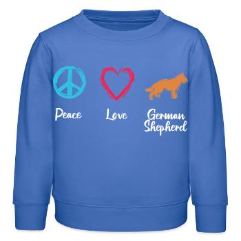 Frieden Liebe Schäferhund - Kinder Organic Sweatshirt Mini Changer von Stanley/Stella - carolina Blue - Vorne - AI Model Kid Female (0cm)