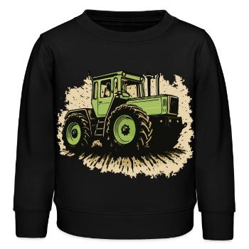 Traktor - Kinder Organic Sweatshirt Mini Changer von Stanley/Stella - Schwarz - Vorne - AI Model Kid Male (0cm)