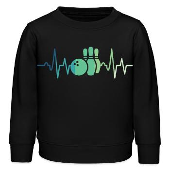 Bowling-Herzschlag-Bowler - Kinder Organic Sweatshirt Mini Changer von Stanley/Stella - Schwarz - Vorne - AI Model Kid Male (0cm)