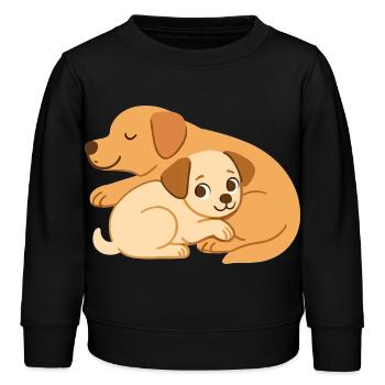Les chiens mignons se câlinent : petit et grand chien - Sweat enfant bio Stanley/Stella - noir - Devant - AI Model Kid Male (0cm)