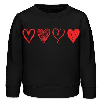 Skizzierte Rote Herzen – Minimalistisches Design - Kinder Organic Sweatshirt Mini Changer von Stanley/Stella - Schwarz - Vorne - AI Model Kid Male (0cm)