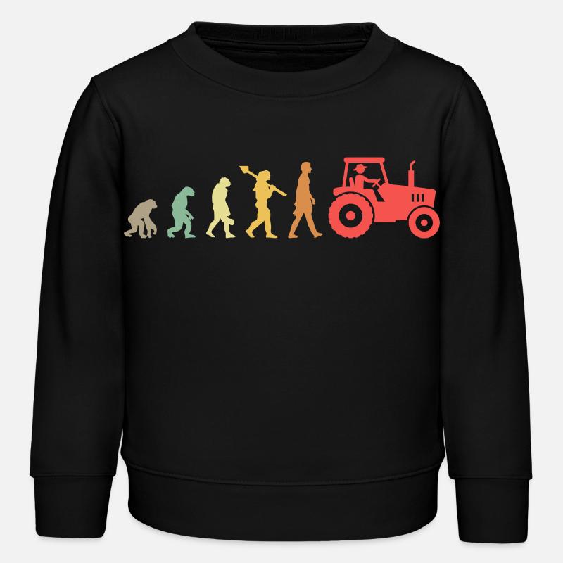 Evolution Tractor _ Farmer - Kids Organic Sweatshirt by Stanley/Stella - black