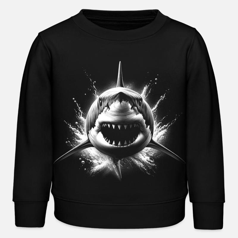 Requin cool avec des éclaboussures d’eau - Sweat enfant bio Stanley/Stella - noir