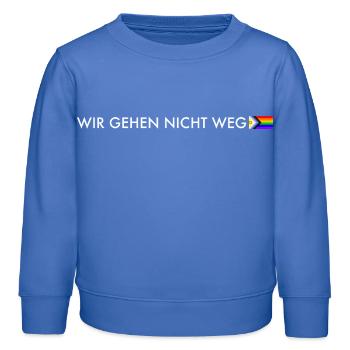 Wir gehen nicht weg – Progress Pride Statement - Kinder Organic Sweatshirt Mini Changer von Stanley/Stella - carolina Blue - Vorne - AI Model Kid Female (0cm)