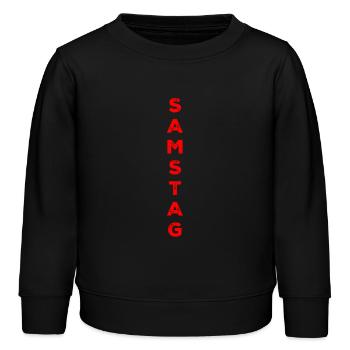 Samstag - rot - Kinder Organic Sweatshirt Mini Changer von Stanley/Stella - Schwarz - Vorne - AI Model Kid Male (0cm)
