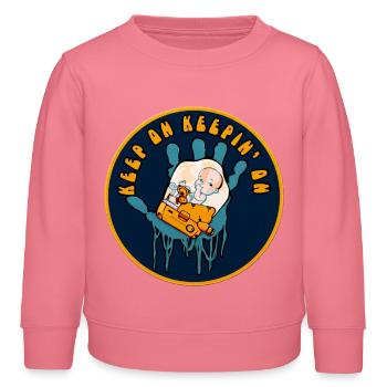 Keep on keepin on - BB batch design - Kids Organic Sweatshirt by Stanley/Stella - pink joy  - Front - AI Model Kid Female (0cm)