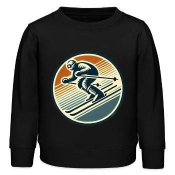 Conception de badge de ski rétro - Sweat enfant bio Stanley/Stella - noir - Devant - AI Model Kid Male (0cm)