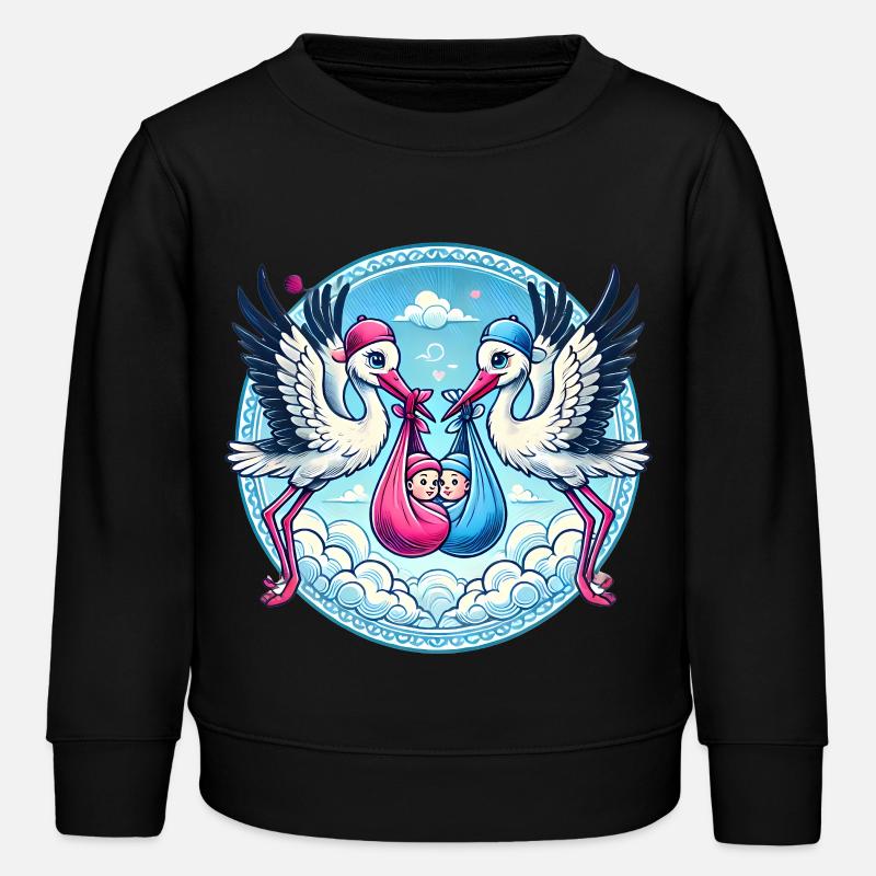 Rose ou bleu Cigogne bébé Bundle Design - Sweat enfant bio Stanley/Stella - noir