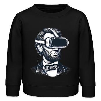 Lincoln dans le casque VR au design rétro - Sweat enfant bio Stanley/Stella - noir - Devant - AI Model Kid Male (0cm)