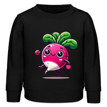 Personnage de radis de dessin animé heureux - Sweat enfant bio Stanley/Stella - noir - Devant - AI Model Kid Male (0cm)