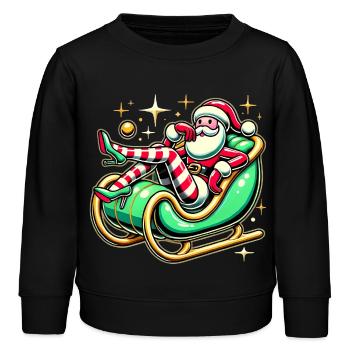 Frecher Weihnachtsmann, der sich auf dem Schlitten räkelt - Kinder Organic Sweatshirt Mini Changer von Stanley/Stella - Schwarz - Vorne - AI Model Kid Male (0cm)