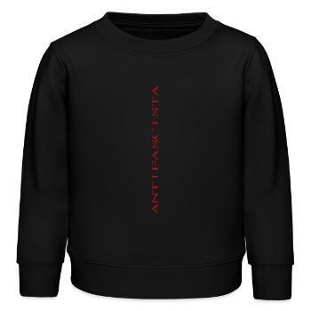 Lettrage antifasciste vertical (étiré) - Sweat enfant bio Stanley/Stella - noir - Devant - AI Model Kid Male (0cm)