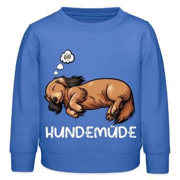 Hundemüde Langhaardackel Dackel Dackelhalter  - Kinder Organic Sweatshirt Mini Changer von Stanley/Stella - carolina Blue - Vorne - AI Model Kid Female (0cm)