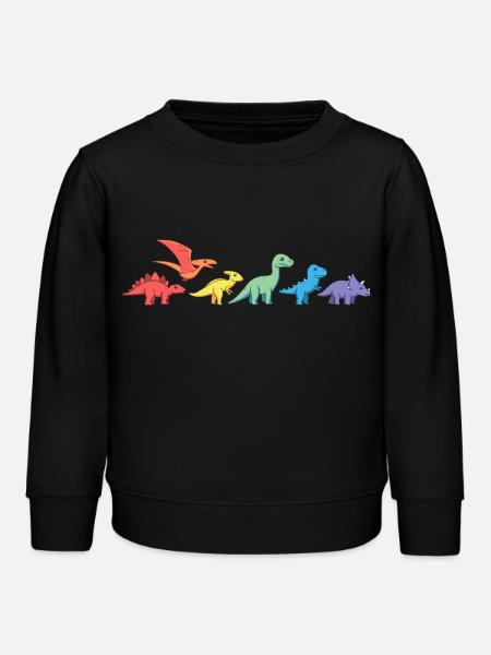 Regenbogen-Dinos - Kinder Organic Sweatshirt Mini Changer von Stanley/Stella - Schwarz