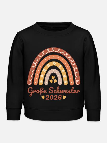 Große Schwester 2026 Regenbogen - Kinder Organic Sweatshirt Mini Changer von Stanley/Stella - Schwarz