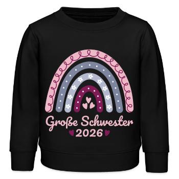 Große Schwester 2026 Regenbogen - Kinder Organic Sweatshirt Mini Changer von Stanley/Stella - Schwarz - Vorne - AI Model Kid Male (0cm)