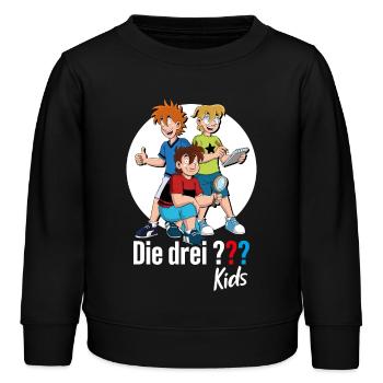 Die Drei ??? Kids Justus, Peter, Bob. - Kinder Organic Sweatshirt Mini Changer von Stanley/Stella - Schwarz - Vorne - AI Model Kid Male (0cm)