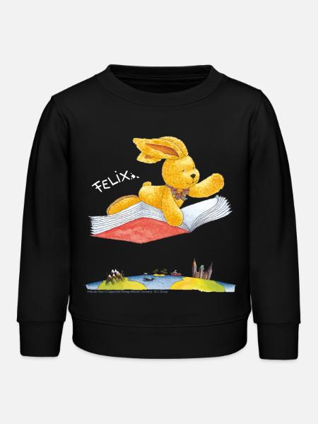 Felix der Hase Fliegendes Buch - Kinder Organic Sweatshirt Mini Changer von Stanley/Stella - Schwarz