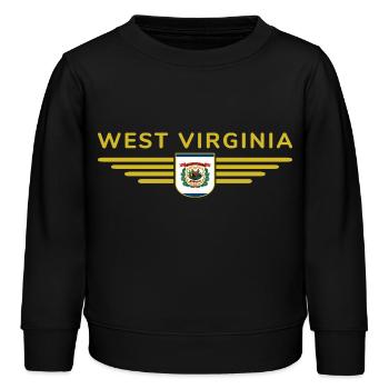 West Virginia Fan Shirt – Nature & Pride - Kids Organic Sweatshirt by Stanley/Stella - black - Front - AI Model Kid Male (0cm)